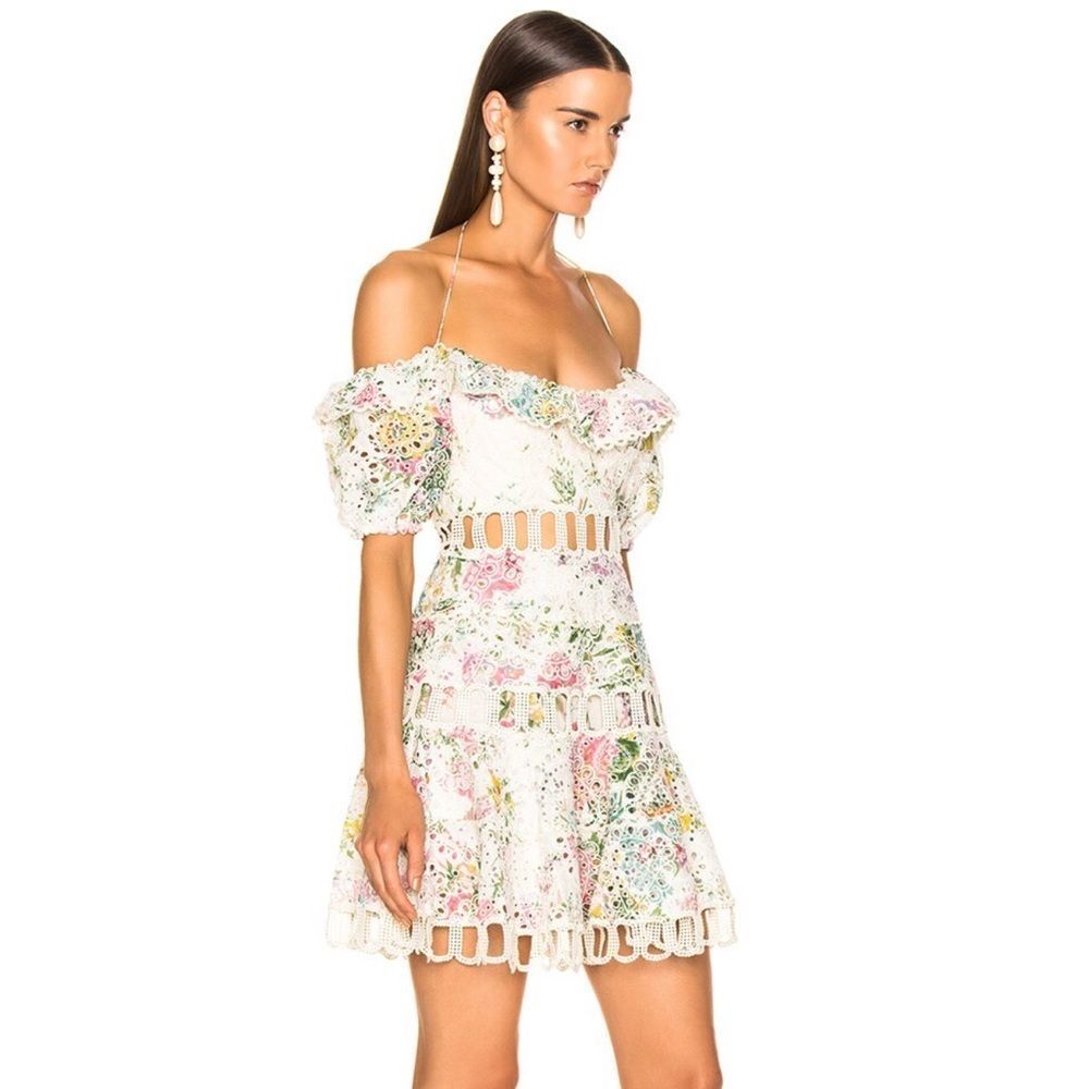 ZIMMERMAN Melody off shoulder dress white